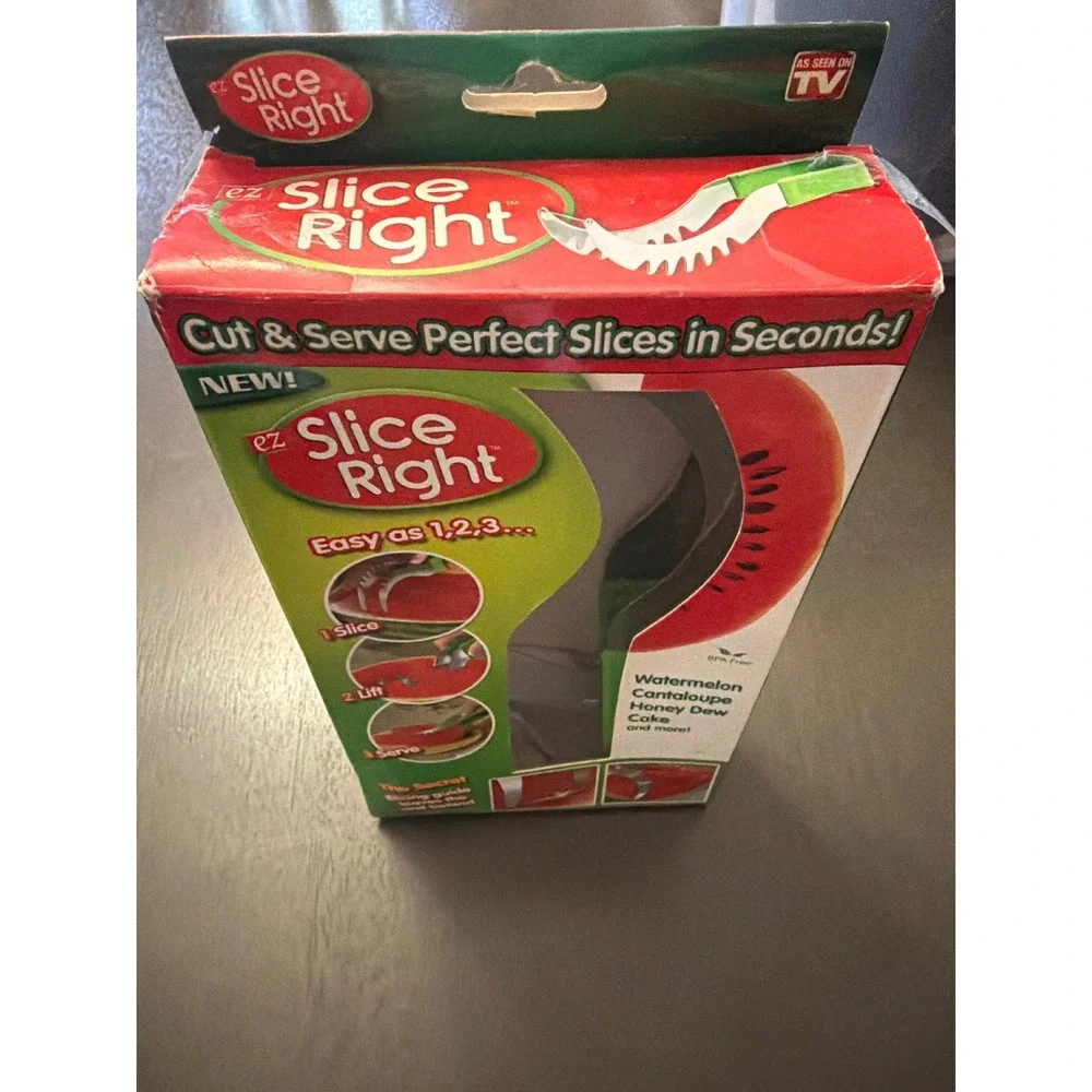 EZ Slice Right Watermelon Cantaloupe Cake Slicer and Server Tool Green NEW